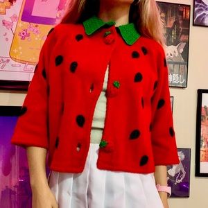 Handknit Michael Simon Strawberry Sweater